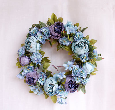 Elegant Peony Simulation Wreath – 40CM Silk Flower Garland Door Decoration for Refined Home Ambiance!