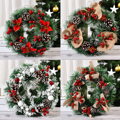 Elegant Christmas Wreath with Authentic Pinecones & Lush Red Berries - Perfect for Front Door and Window Festive Decorations