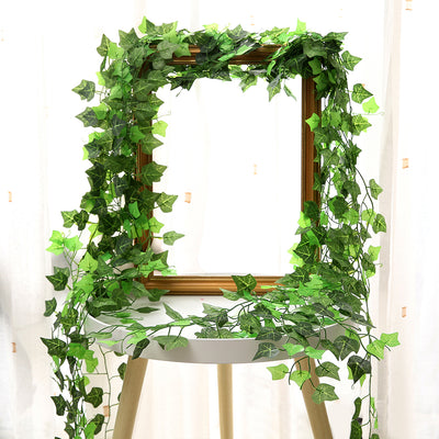 Versatile Green Silk Artificial Leaf Garland - Perfect for Home, Wedding, Party & Garden Décor