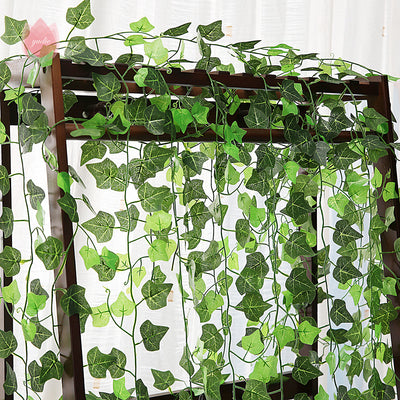 Versatile Green Silk Artificial Leaf Garland - Perfect for Home, Wedding, Party & Garden Décor