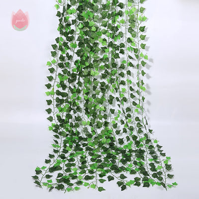 Versatile Green Silk Artificial Leaf Garland - Perfect for Home, Wedding, Party & Garden Décor