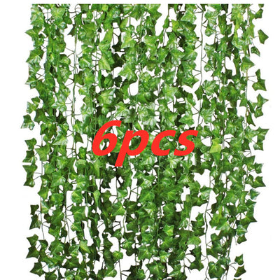 Versatile Green Silk Artificial Leaf Garland - Perfect for Home, Wedding, Party & Garden Décor