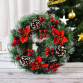 Elegant Christmas Wreath with Authentic Pinecones & Lush Red Berries - Perfect for Front Door and Window Festive Decorations