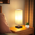 Small Table Lamp for Bedroom - Bedside Lamps for Nightstand, Minimalist Solid Wood Night Stand Light Lamp with Square Fabric Shade, Desk Reading Lamp for Kids Room Living Room Office Dorm