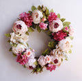 Elegant Peony Simulation Wreath – 40CM Silk Flower Garland Door Decoration for Refined Home Ambiance!