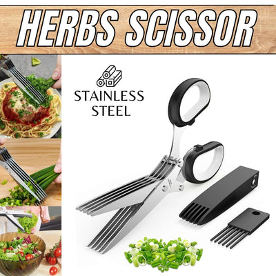 Effortless Herb Scissors – Stainless Steel, Multi-Blade, and Fast Cutting Kitchen Tool