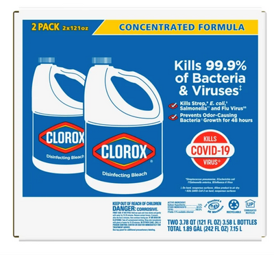 Clorox Disinfecting Liquid Bleach Cleaner, Regular Scent, 121 fl oz, 2 Pack