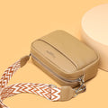 Chic Rhombus-Embroidered Crossbody Bag - Fashionable Wide Strap Square Bag for Women