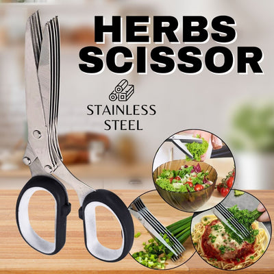 Effortless Herb Scissors – Stainless Steel, Multi-Blade, and Fast Cutting Kitchen Tool