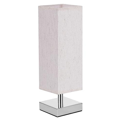 Small Table Lamp for Bedroom - Bedside Lamps for Nightstand, Minimalist Solid Wood Night Stand Light Lamp with Square Fabric Shade, Desk Reading Lamp for Kids Room Living Room Office Dorm