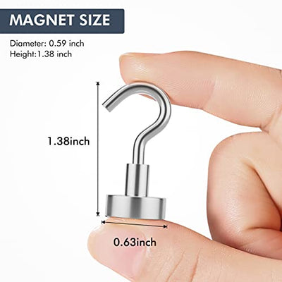 Magnetic Hooks, 22Lbs Heavy Duty Rare Earth Neodymium Magnet Hooks with Nickel Coating, Cruise, Kitchen, Home, Workplace, Office, Cabins and Garage ect (4Packs)