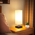 Small Table Lamp for Bedroom - Bedside Lamps for Nightstand, Minimalist Solid Wood Night Stand Light Lamp with Square Fabric Shade, Desk Reading Lamp for Kids Room Living Room Office Dorm