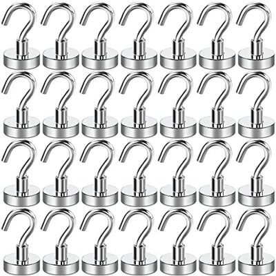 Magnetic Hooks for Cruise, Grill, Towel, Indoor Hanging, Home, Kitchen, Workplace, Mikede Office and Garage - 28 Pack, Silvery