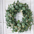 Artificial Green Leaf Eucalyptus Wreath,Berry Wreath for Spring ,Summer, Front Door Window Hanging Wall Party Decorations (20Inch)