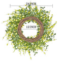 24 Inches Artificial Daisy Flower Wreath with Eucalyptus Leave Silk Flower White Berries Spring Summer Wreath for Front Door Wall Decor