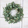 Artificial Green Leaf Eucalyptus Wreath,Berry Wreath for Spring ,Summer, Front Door Window Hanging Wall Party Decorations (20Inch)