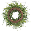 24 Inches Artificial Daisy Flower Wreath with Eucalyptus Leave Silk Flower White Berries Spring Summer Wreath for Front Door Wall Decor