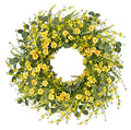 24 Inches Artificial Daisy Flower Wreath with Eucalyptus Leave Silk Flower White Berries Spring Summer Wreath for Front Door Wall Decor